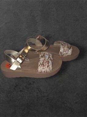 NWT Soda Braided Strap Sandals Gold Metallic Ankle Strap